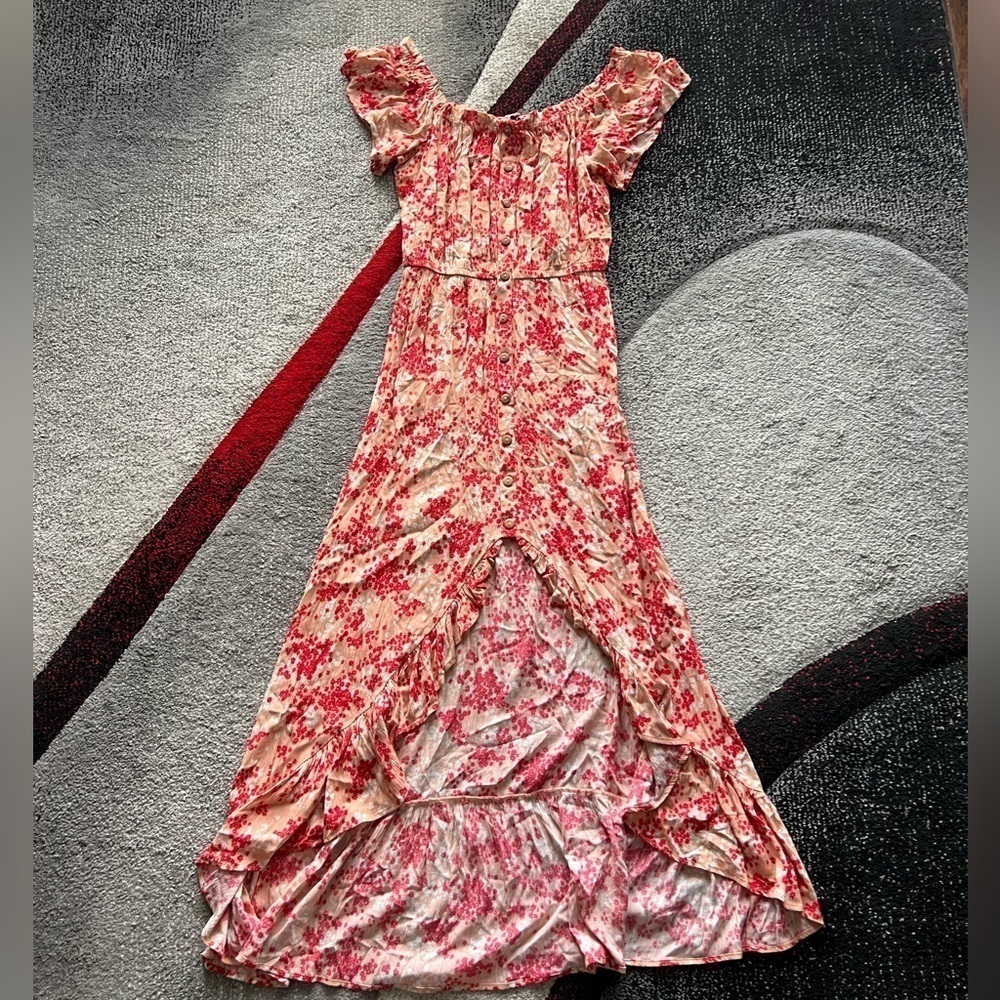 VICI Orange Red Floral Maxi Dress